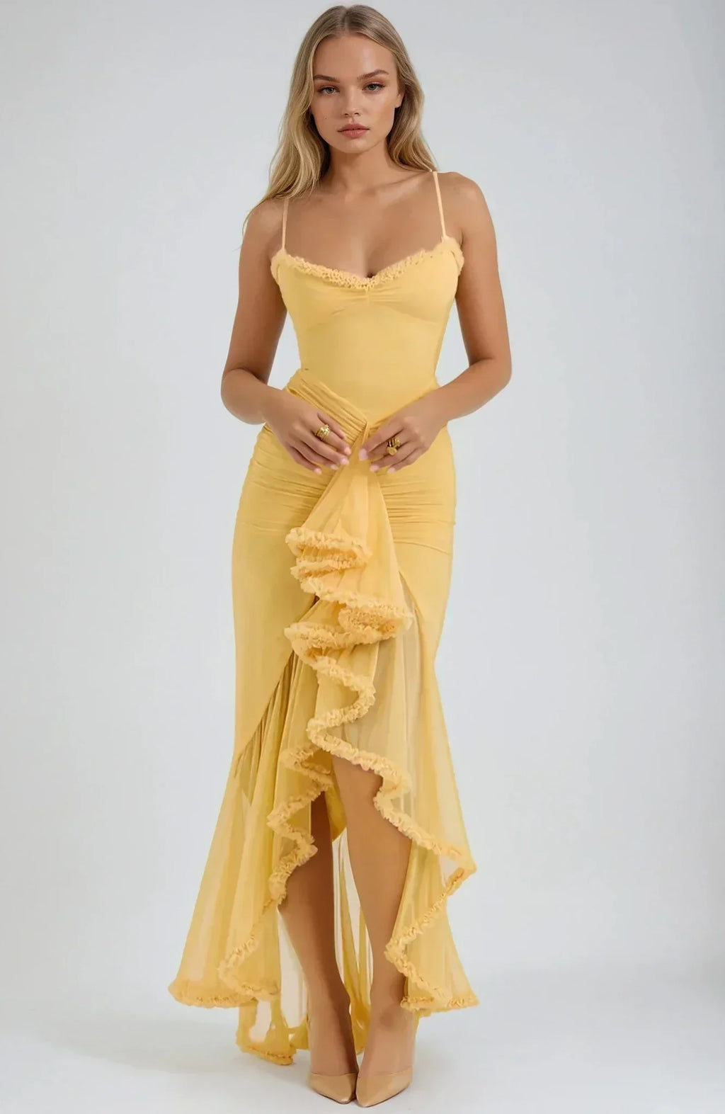 Chloe™ | Yellow Mesh Dress
