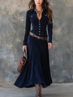 Milana™ | Long Suede Dress with Slit