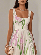Zelma™ | Pleated Chiffon Maxi Dress